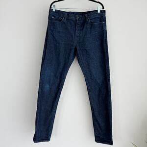 John Elliott Jeans Mens 34x32 Blue Japanese Stretch Denim Skinny Dark Indigo